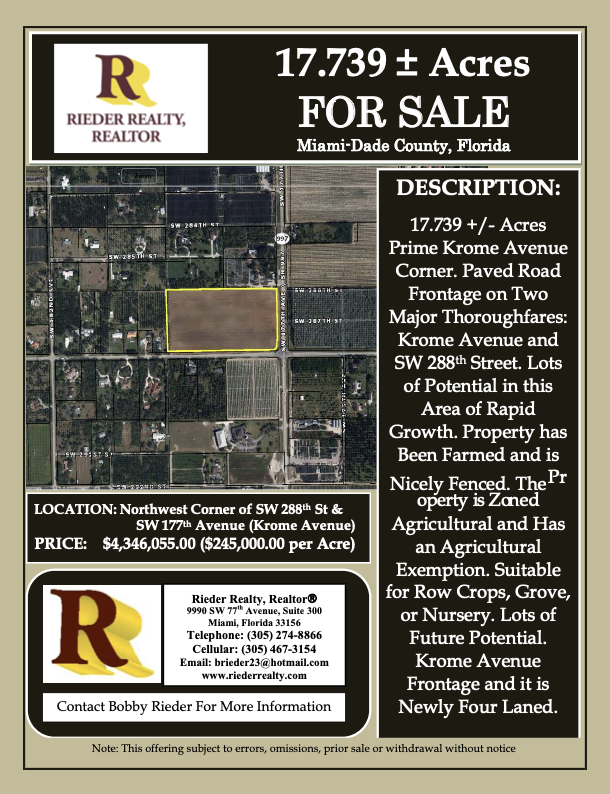 Northwest Corner of SW 288th St &amp; SW 177th Avenue (Krome Avenue 